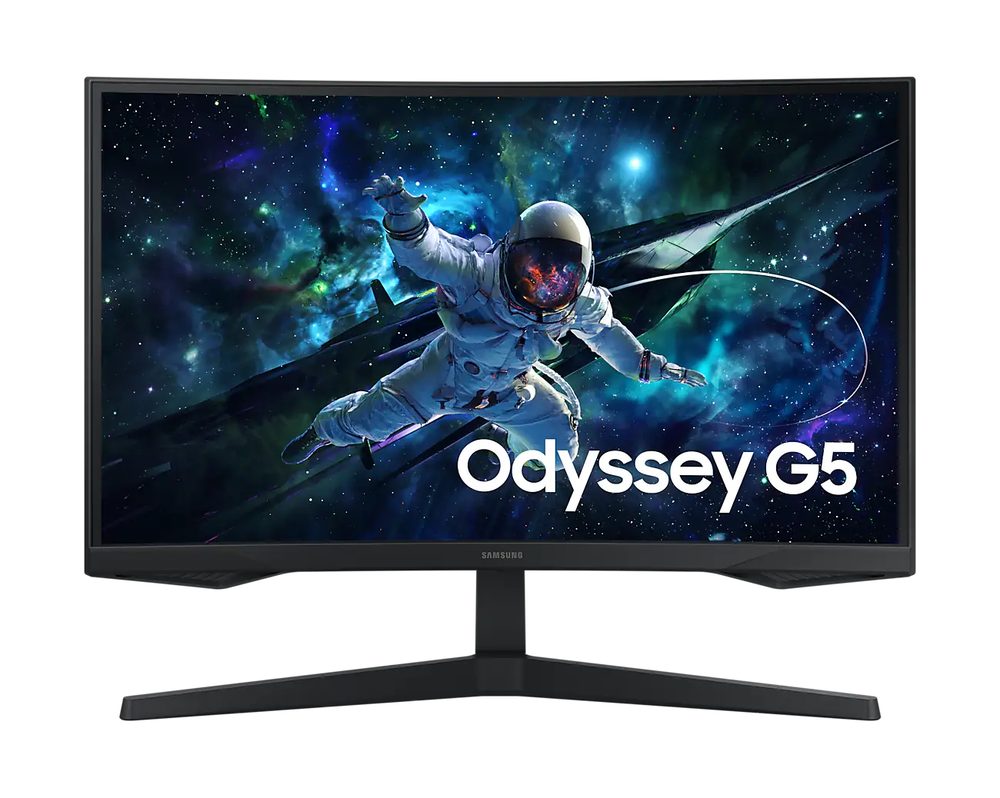Samsung Odyssey G55C Gaming 1000R Curved Borderless 32" Display VA Response: 1ms MPRT AR: 16:09 Resolution: 2560x1440 Curved (QHD) RR: 165Hz HDMI Speaker: No Power supply: External Tilt: Yes Swivel: No Pivot: No Height adjust: No VESA: Yes Accessories: HDMI cable,DP cable, Power supply cable  Warranty: 3 Year Carry-in, 32" Odyssey G55C QHD, 1ms MPRT, 165Hz Gaming Monitor. QHD and HDR10 come together for a crystal clear picture.