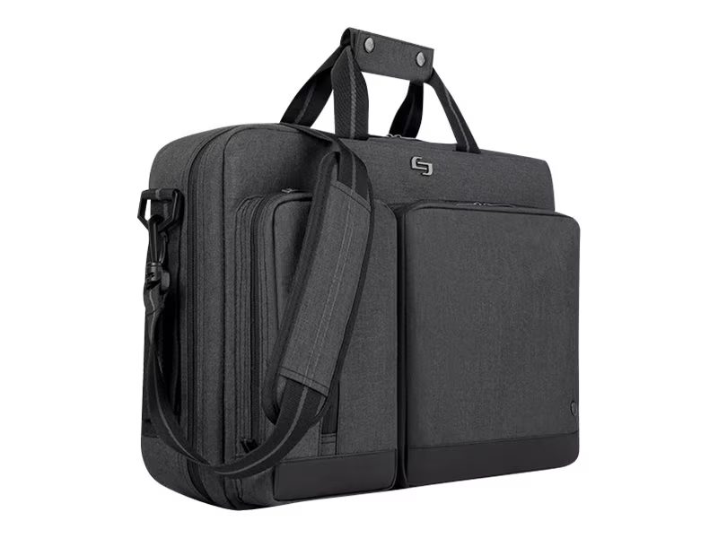 Solo URB Work to Play 15.6 Inch Laptop Hybrid Backpack Briefcase, Grey This Hybrid backpack turns into a Briefcase with hideaway padded shoulder straps. It comes with a fully padded laptop compartment that fits up to 15.6". It has a dedicated interior pocket for your iPad/tablet. Features: Warranty: