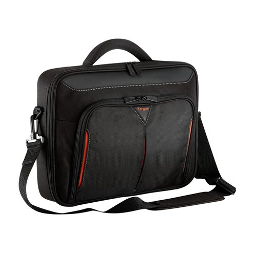 Targus Classic 15 - 15.6 Clamshell Black Re-enforced adjustable padded handle for extra comfort, Durable Polyester material with re-enforced rigid case, Multi-functional front zipped