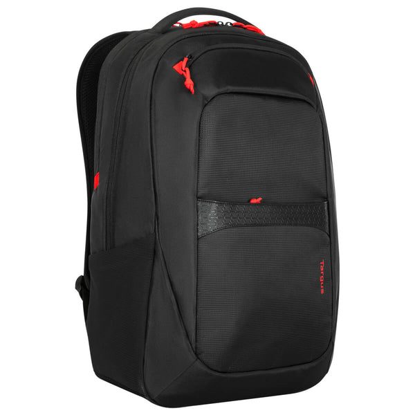 Targus - 17.3" Strike2 Gaming Backpack Accommodates gaming laptops up to 17.3, 2 front stash pockets and 2 water bottle pockets, Padded back with adjustable, ergonomic shoulder straps