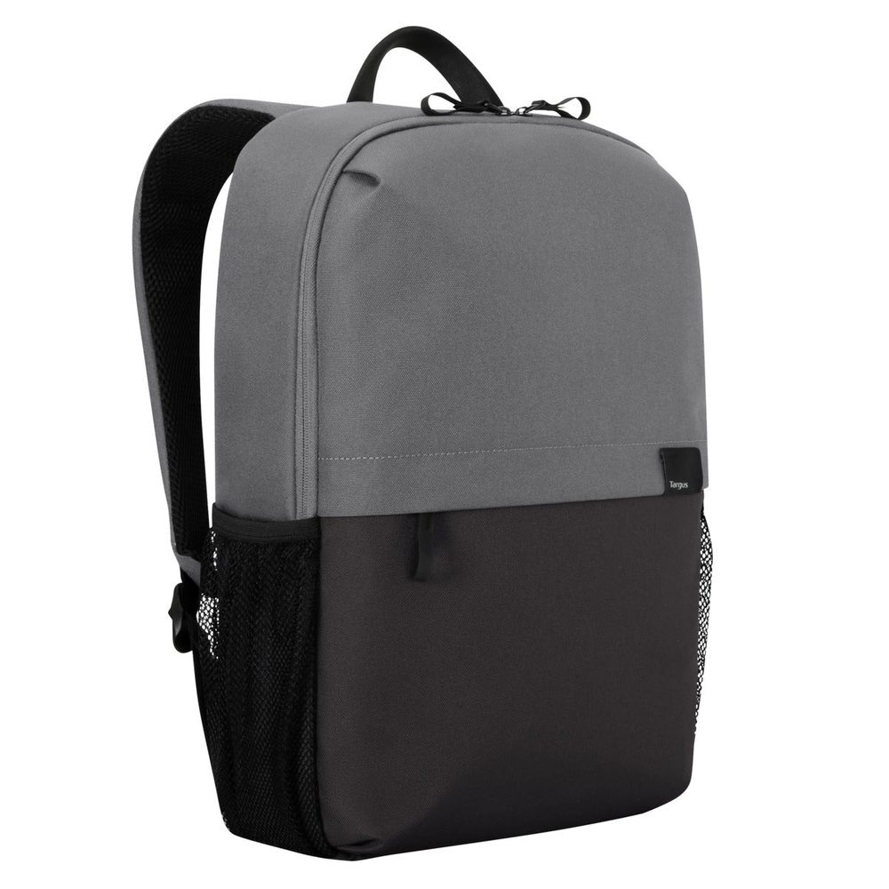 Targus 15.6in Sagano Campus BackPack Grey minimalistic design with slim profile, Padded laptop compartment, Convenient workstation with pen loop, card holder, and zippered pocket