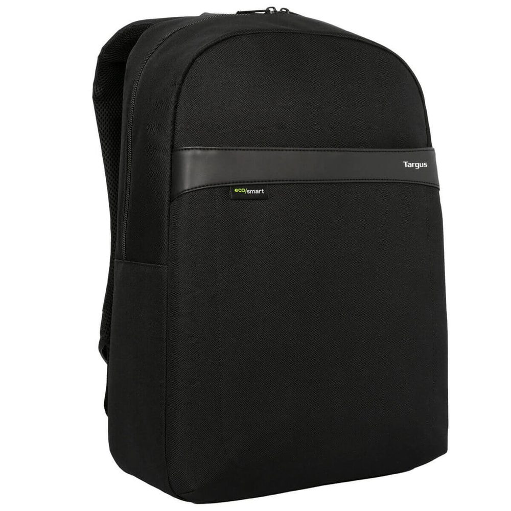 Targus 15.6in GeoLite EcoSmart Essential BackPack sleek silhouette; Durable, water-resistant fabric; recycled materials