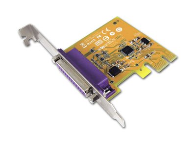 Sunix par6408A - standard + Low-profile dual bracket - 1 port parallel (SPP/BPP/ECP/EPP) pci-express (1x) , 16byte hardware FiFo , ready for 64 bit system , 1.8MBp , sun2212 chipset - WHQL certified with linux + Dos support