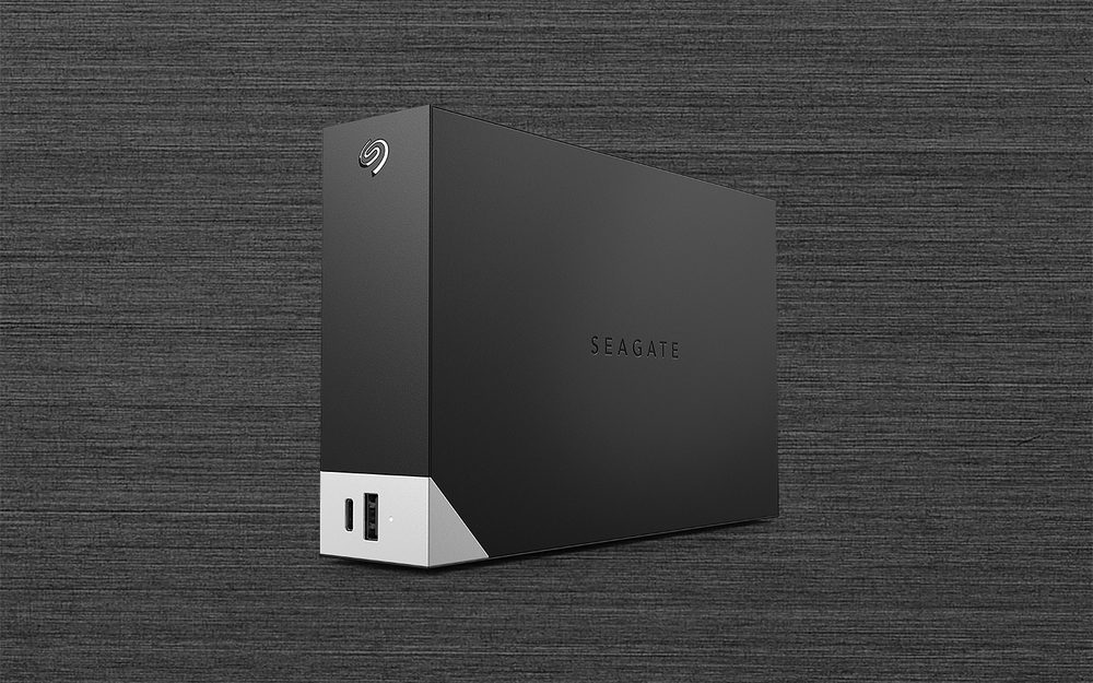 seagate STLC14000400 One Touch Hub , usb3.0 ( usb2.0 backwards compatible ) with front USB3 type-A+type-C downstream , black , 14Tb ( 3.5" ) , with AES-256 hardware encryption , auto backup for social network content , four months Adobe Creative Cloud Photography plan - 198x118x41mm - 2 years warranty