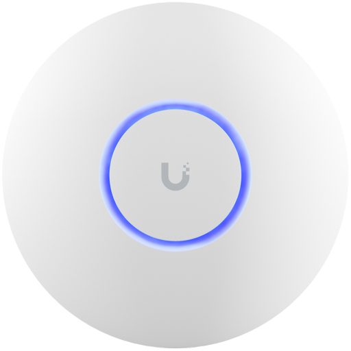 UBIQUITI U6+, WiFi 6, 4 spatial streams, 140 m² (1,500 ft²) coverage, 300+ connected devices, Powered using PoE, GbE uplink.
