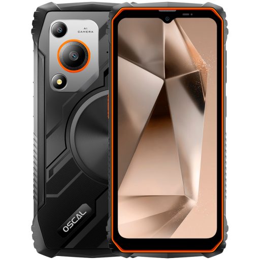 OSCAL Rugged smarthone Marine 1 LTE 6.56-inch HD 720x1612 90Hz Octa-core T615 up to 1.8 GHz RAM 4GB ROM 128GB Cam Rear 16MP Front 8MP 4G LTE WiFi BT Battery 5100mAh GPS+GLONASS+Beidou+Galileo & IP68/IP69K/MIL-STD-810H Android 15 Orange