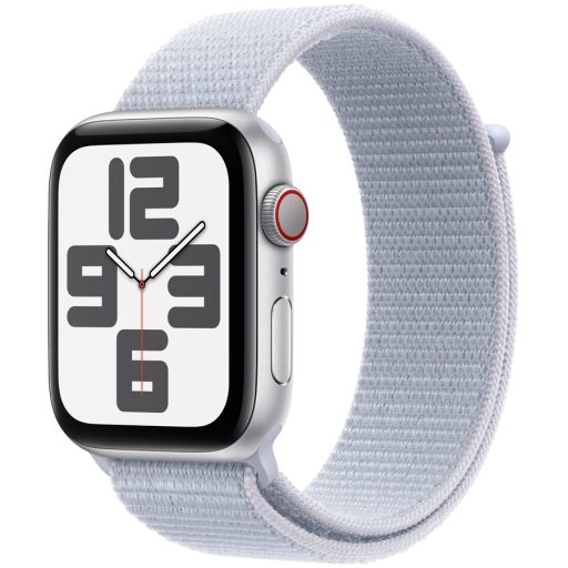 Apple Watch SE GPS + Cellular 44mm Silver Aluminium Case with Blue Cloud Sport Loop,Model A2724