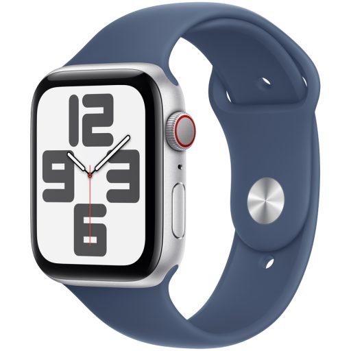 Apple Watch SE GPS + Cellular 40mm Silver Aluminium Case with Denim Sport Band - M/L,Model A2725