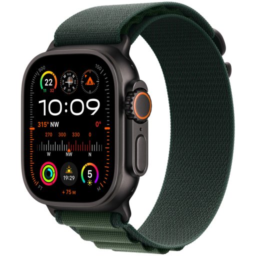 Apple Watch Ultra 2 GPS + Cellular 49mm Black Titanium Case with Dark Green Alpine Loop - Medium,Model A2986