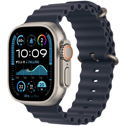 Apple Watch Ultra 2 GPS + Cellular 49mm Natural Titanium Case with Navy Ocean Band,Model A2986