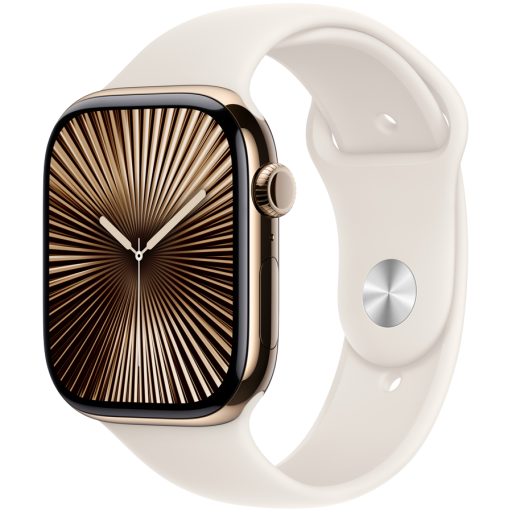 Apple Watch Series 10 GPS + Cellular 46mm Gold Titanium Case with Starlight Sport Band - M/L,Model A3003