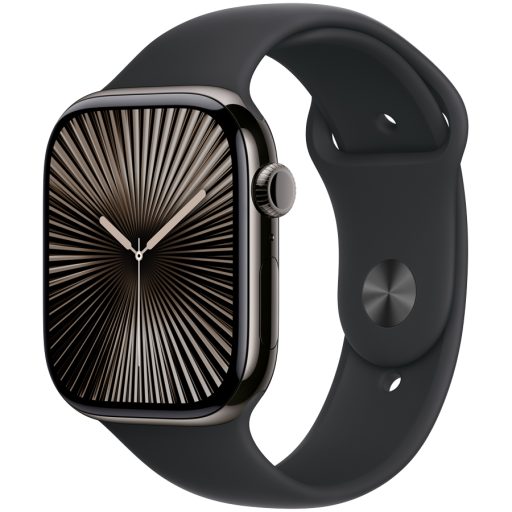 Apple Watch Series 10 GPS + Cellular 46mm Slate Titanium Case with Black Sport Band - S/M,Model A3003