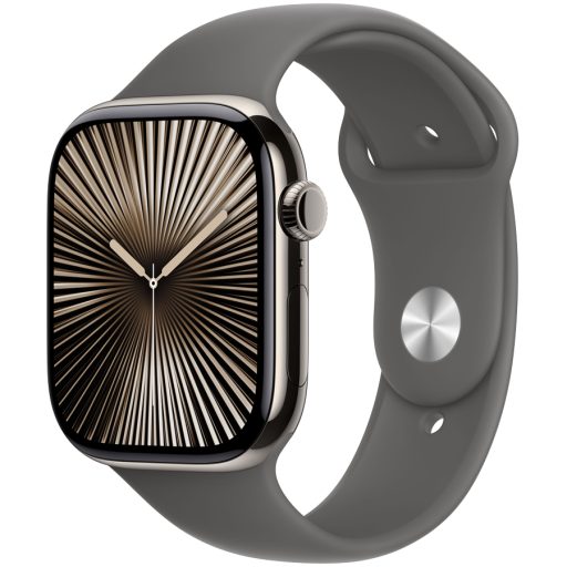 Apple Watch Series 10 GPS + Cellular 46mm Natural Titanium Case with Stone Grey Sport Band - M/L,Model A3003