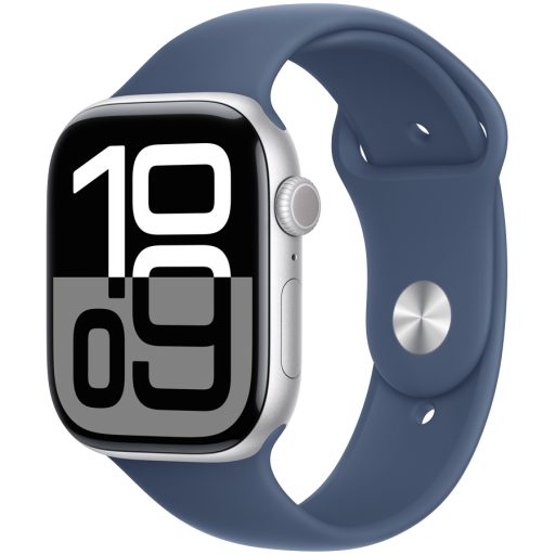 Apple Watch Series 10 GPS + Cellular 46mm Silver Aluminium Case with Denim Sport Band - M/L,Model A3003