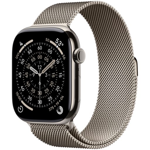 Apple Watch Series 11 GPS + Cellular 46mm Natural Titanium Case with Natural Milanese Loop - M/L,Model A3337