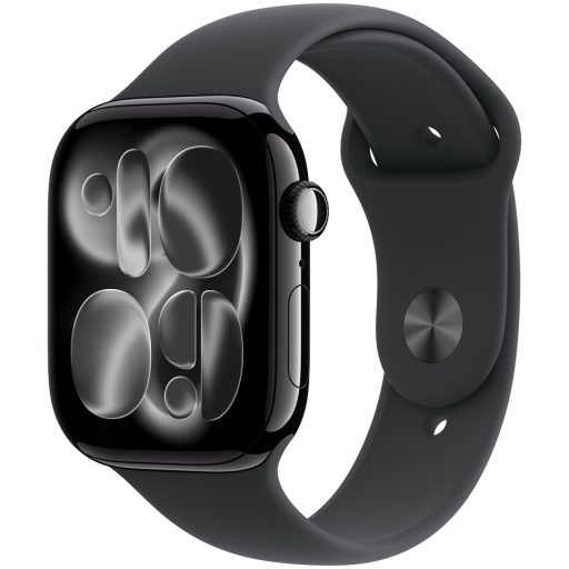 Apple Watch Series 11 GPS + Cellular 46mm Jet Black Aluminium Case with Black Sport Band - S/M,Model A3337