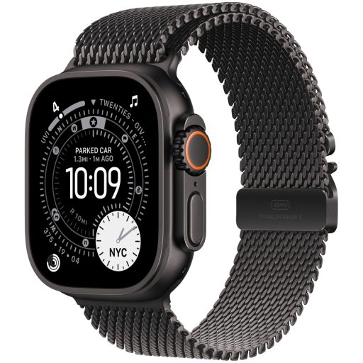 Apple Watch Ultra 3 GPS + Cellular 49mm Black Titanium Case with Black Titanium Milanese Loop - Small,Model A3281