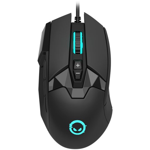 LORGAR Stricter 579, gaming mouse, 9 programmable buttons, Pixart PMW3336 sensor, DPI up to 12 000, 50 million clicks buttons lifespan, 2 switches, built-in display, 1.8m USB soft silicone cable, Matt UV coating with glossy parts and RGB lights with 4 LED flowing modes, size: 131*72*41mm, 0.127kg, black