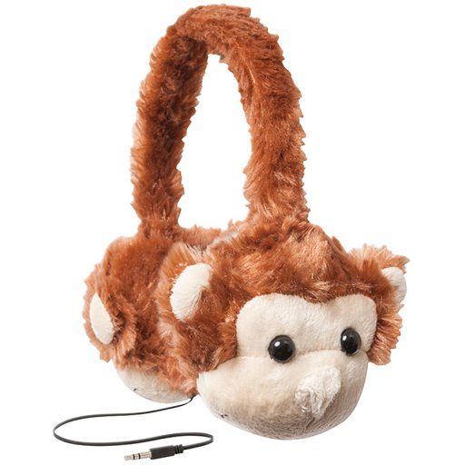 EMERGE Animalz Furry Retractable Volume Limiting Over-the-Ear Headphones - Monkey