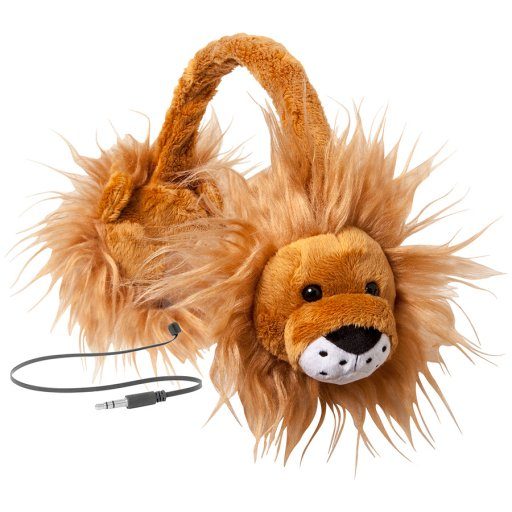 EMERGE Animalz Furry Retractable Volume Limiting Over-the-Ear Headphones - Lion