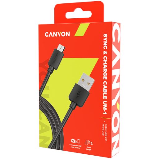 CANYON cable UM-1 MicroUSB 5W 1m Black