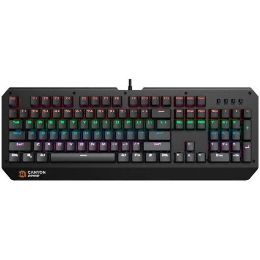 CANYON Hazard GK-6, Wired multimedia gaming keyboard with lighting effect, 108pcs rainbow LED, Numbers 104keys, EN double injection layout, cable length 1.8M, 450.5*163.7*42mm, 0.90kg, color black