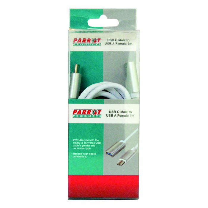 Parrot Products USB C Male To USB A Female Adaptor 1M
