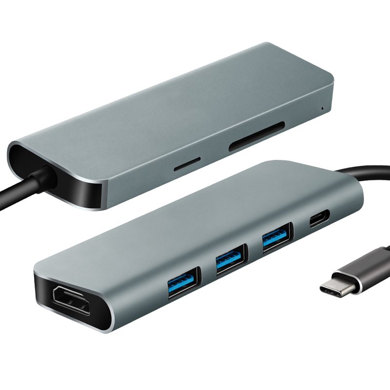 Parrot Products 7 in 1 USB C Hub (HDMI x 1 - USB 3.0 x 3 - DP x 1 - SD x 1 - TF x 1)