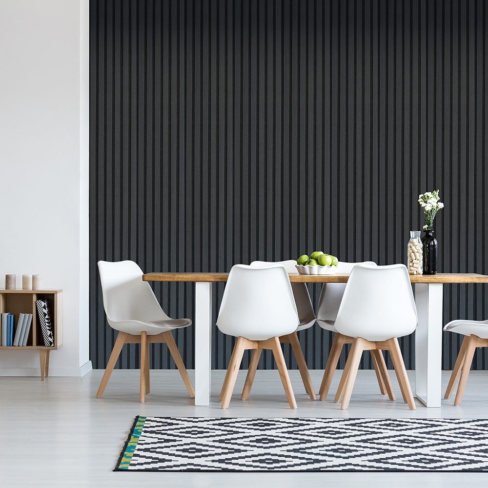 Parrot Products Acoustic Slatted Wall Panel 600 2400mm Black Wood
