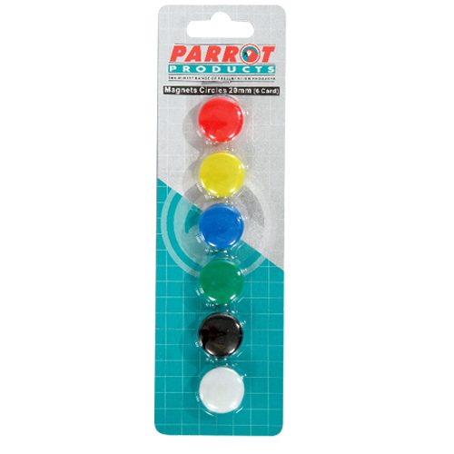 Parrot Products Circular Magnets (6 Per Card - Assorted - Size: 20mm)