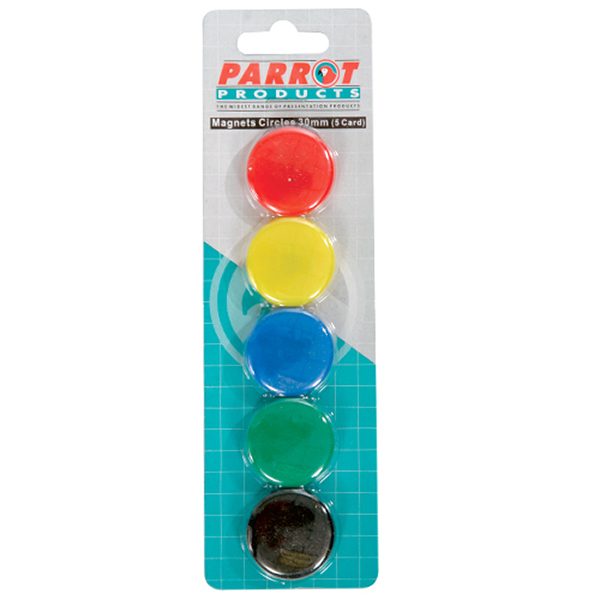 Parrot Products Circular Magnets (5 Per Card - Assorted - Size: 30mm)