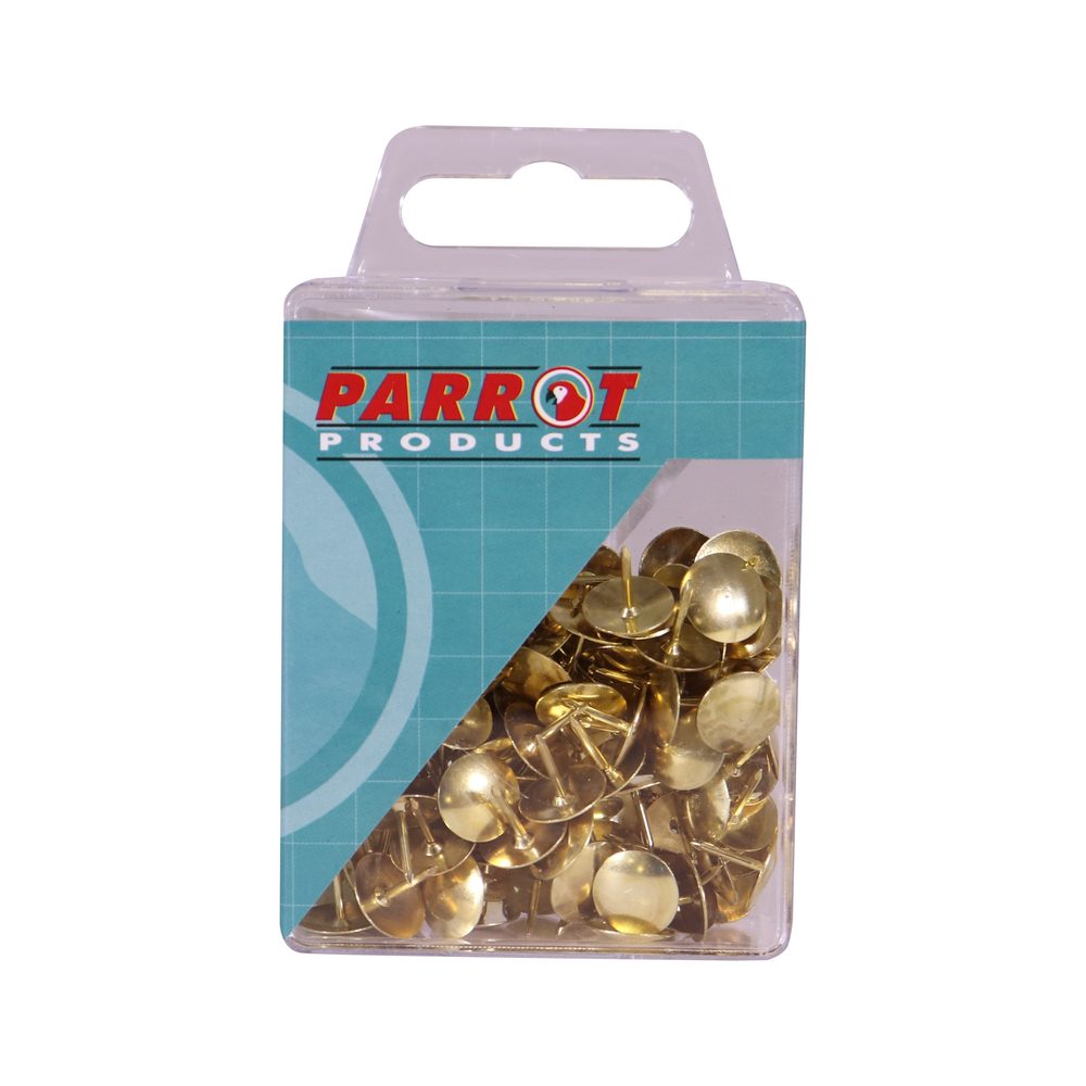 Parrot Products Drawing Pins Brass (Boxed Pack 100)