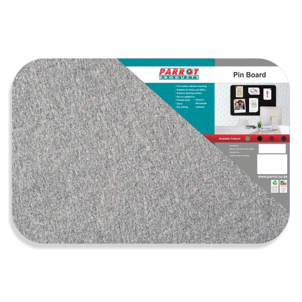 Parrot Products Adhesive Pin Board (No Frame - 900*600mm - Grey)