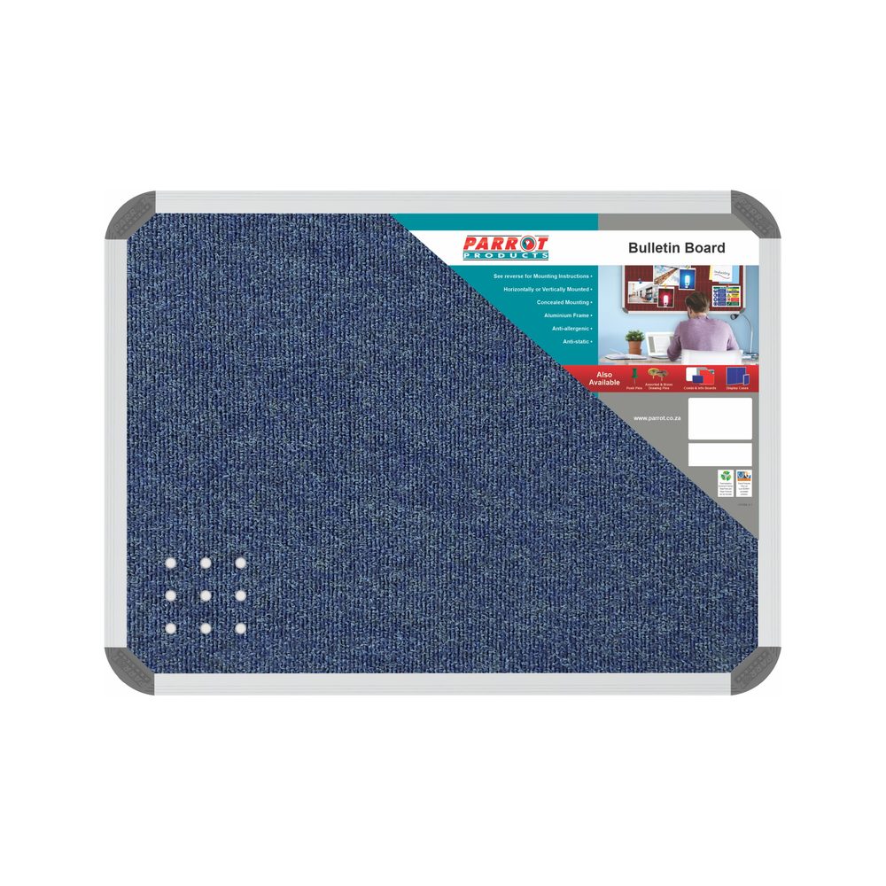 Parrot Products Bulletin Board Ribbed Aluminium Frame (600x450mm - Denim)