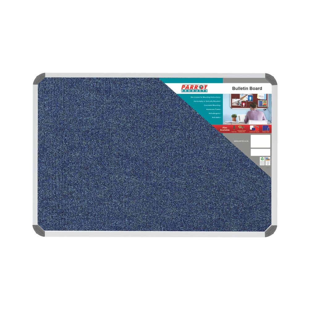 Parrot Products Bulletin Board Ribbed Aluminium Frame (900x600mm - Denim)