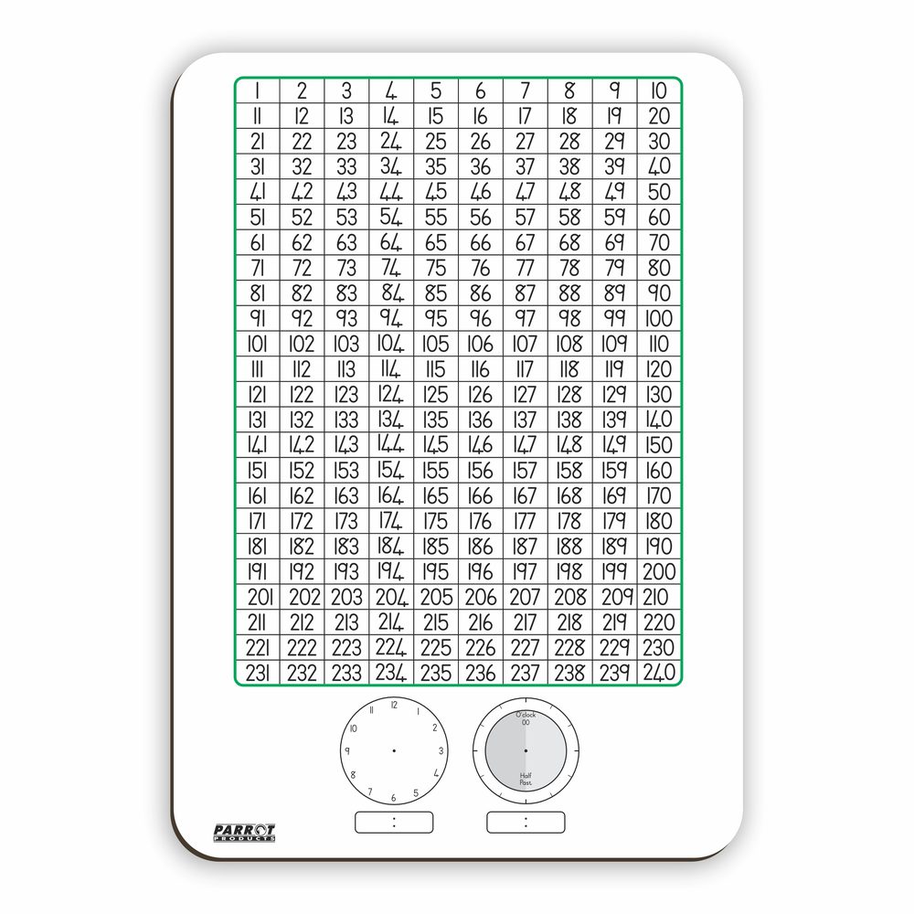 Parrot Products WRITING SLATE NUMBER CHART AND CLOCK MARKERBORD 297*210MM TENS