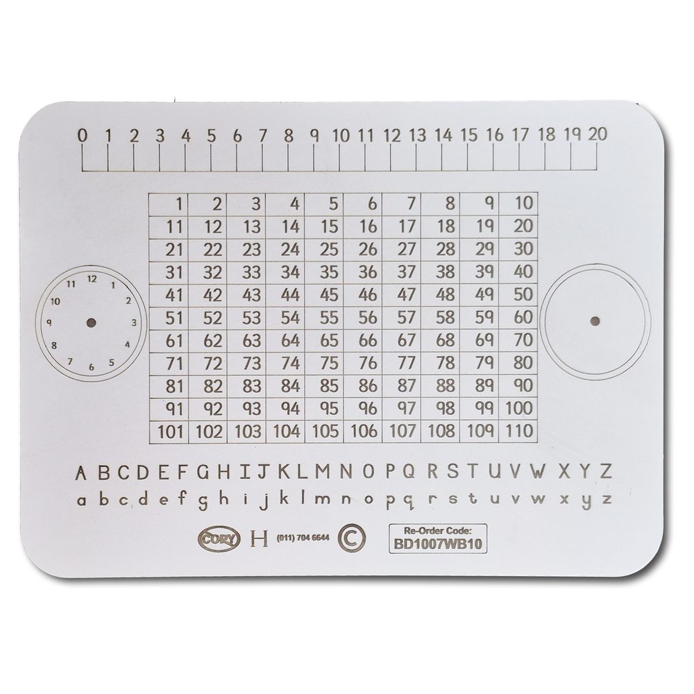 Parrot Products WRITING SLATE 1-110 NUMBER CHART, 0-20 NUMBERLINE, JUNIOR A-Z, CLOCK PACK OF 10