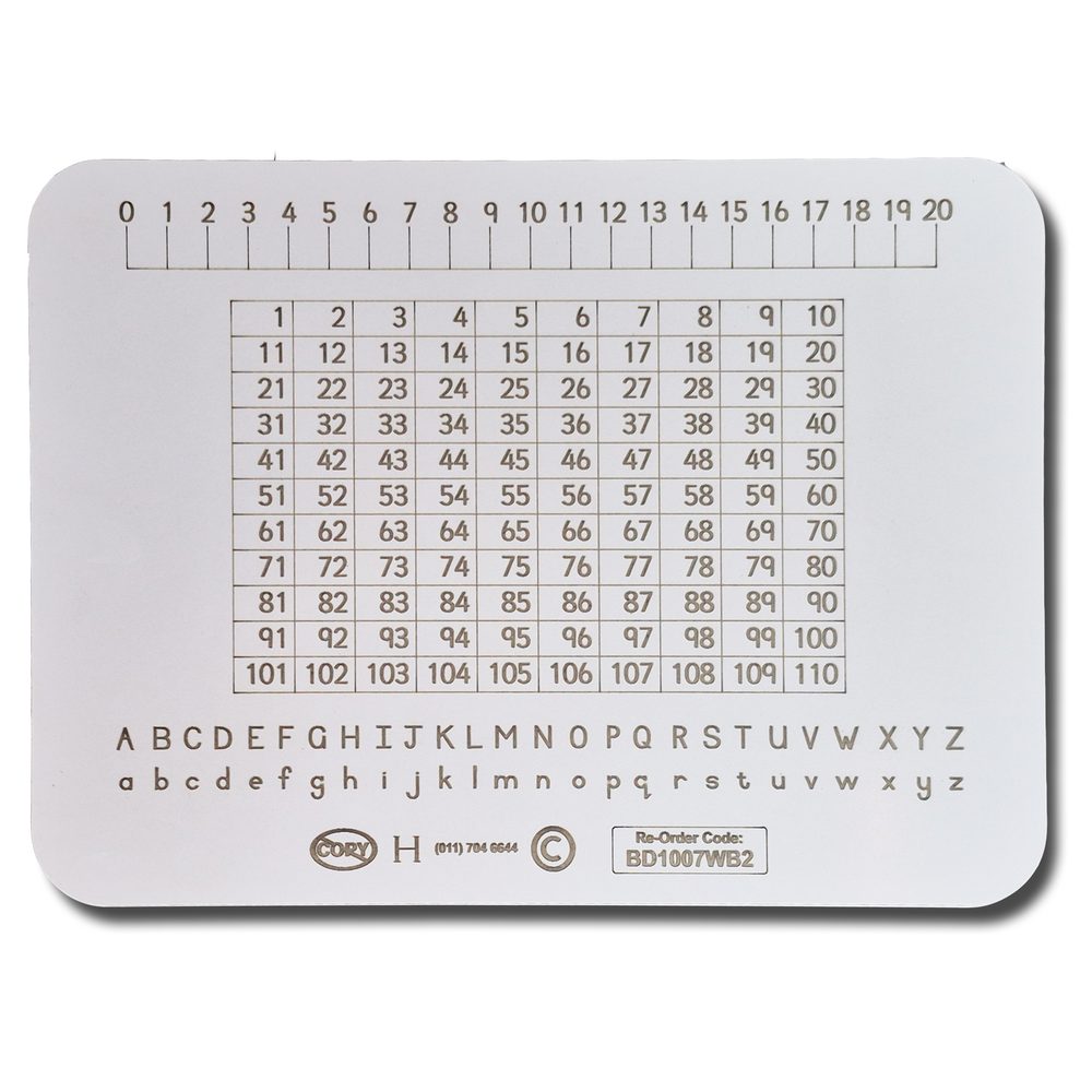 Parrot Products WRITING SLATE 1-110 NUMBER CHART, 0-20 NUMBERLINE, JUNIOR ALPHABET A-Z PACK OF 10