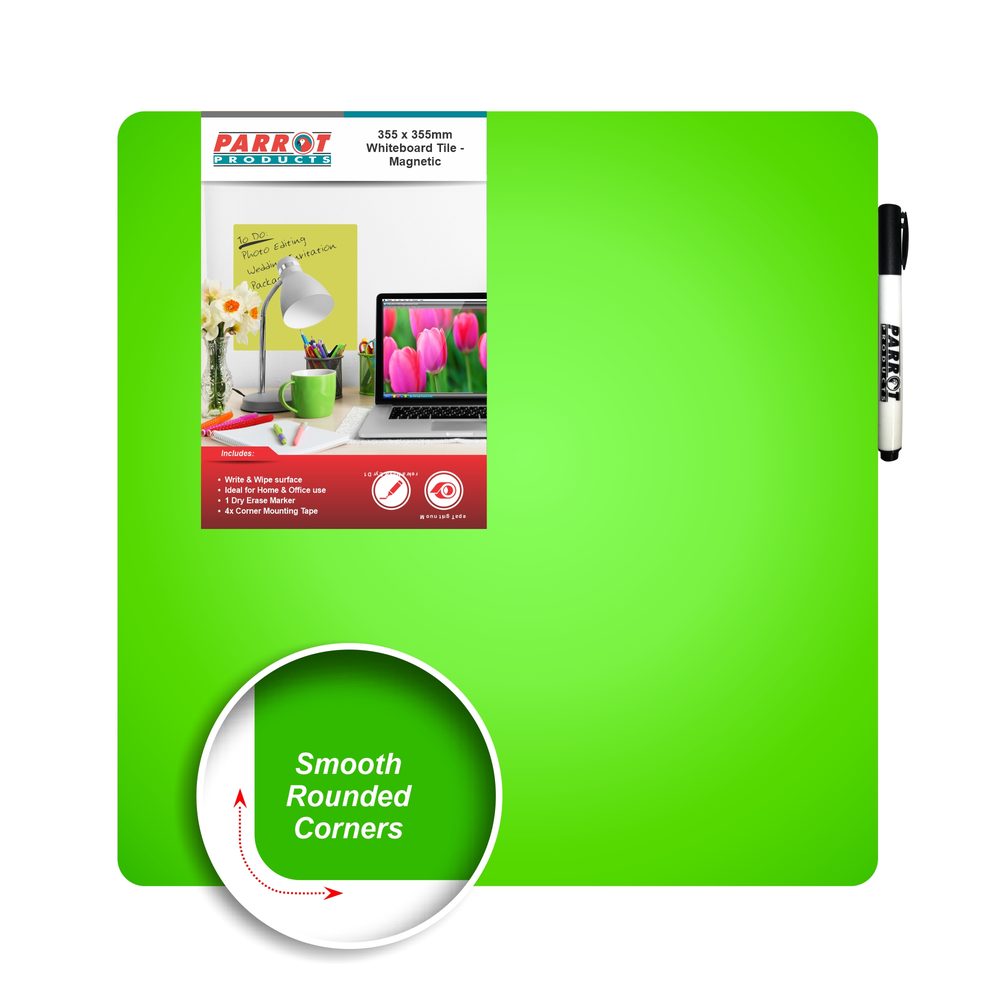 Parrot Products Magnetic Whiteboard Tile (355*355mm - Green)