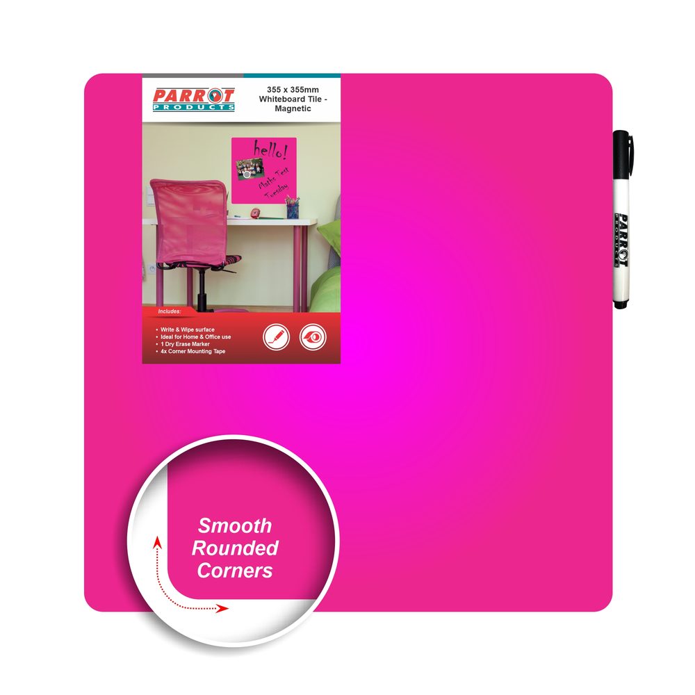 Parrot Products Magnetic Whiteboard Tile (355*355mm - Pink)