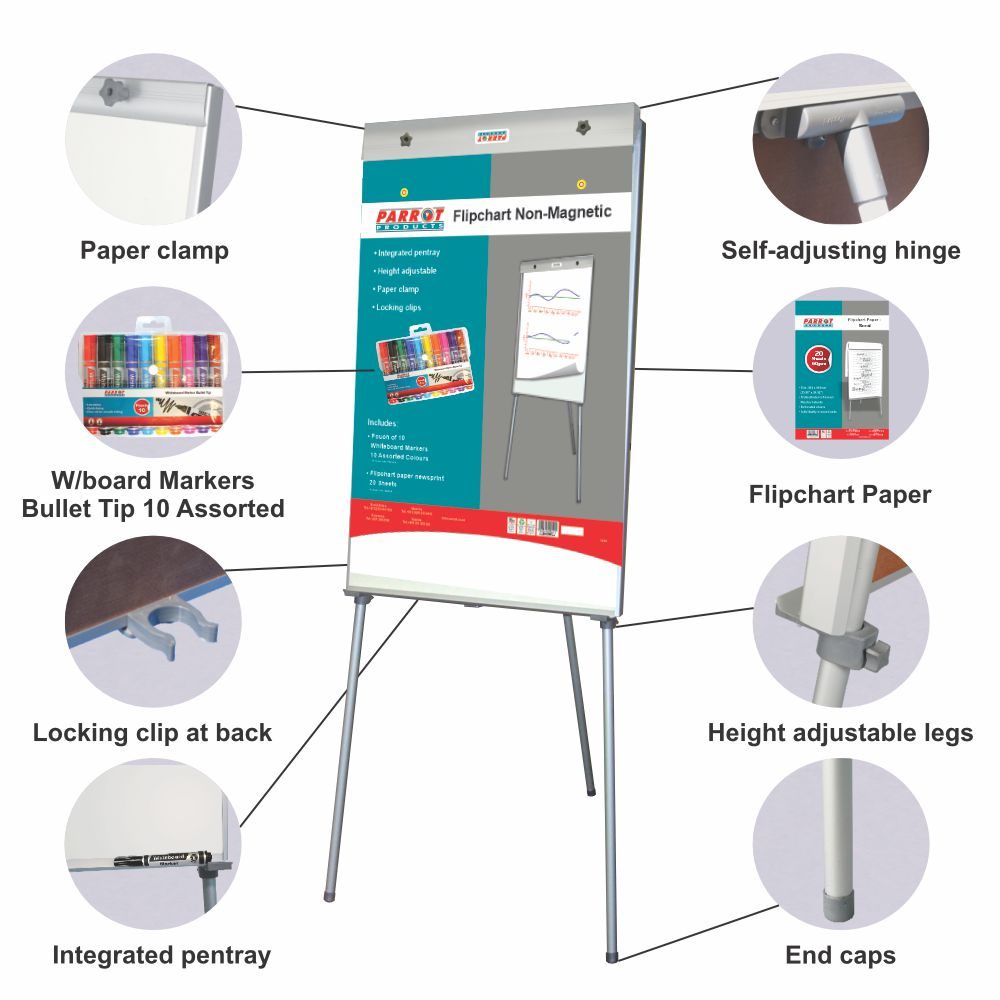 Parrot Products Flipchart Non-Magnetic Standard (1000*640mm - Retail)
