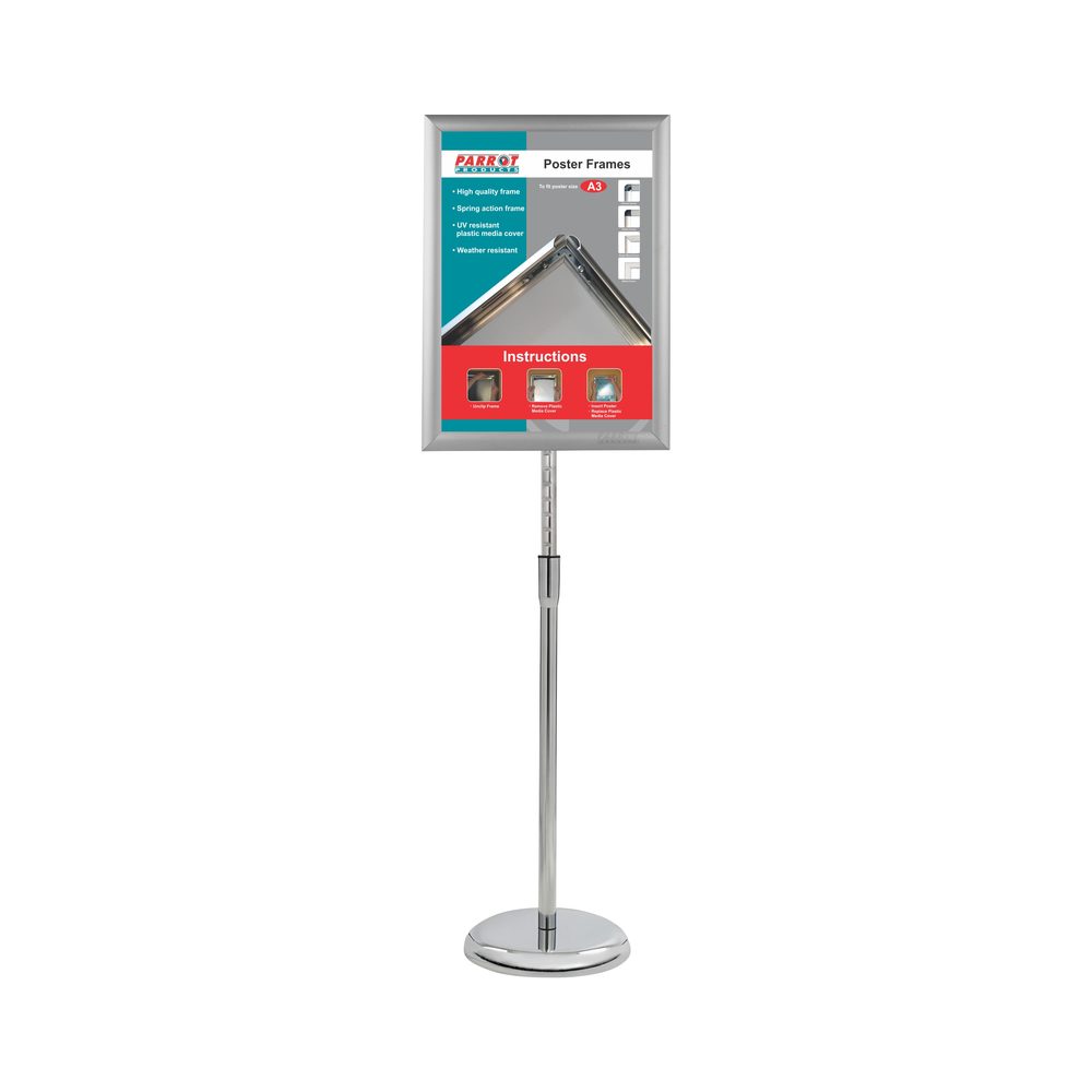 Parrot Products Lollipop Aluminium Poster Frame Stand A3 Floor Display Sign Holder