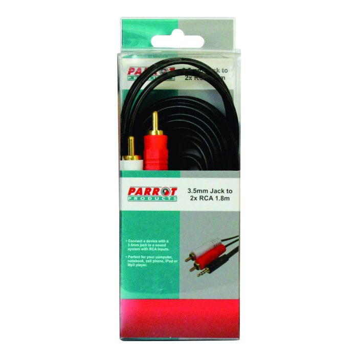 Parrot Products 3.5mm Audio Jack to Two Male RCA cable (1.8 Meters)