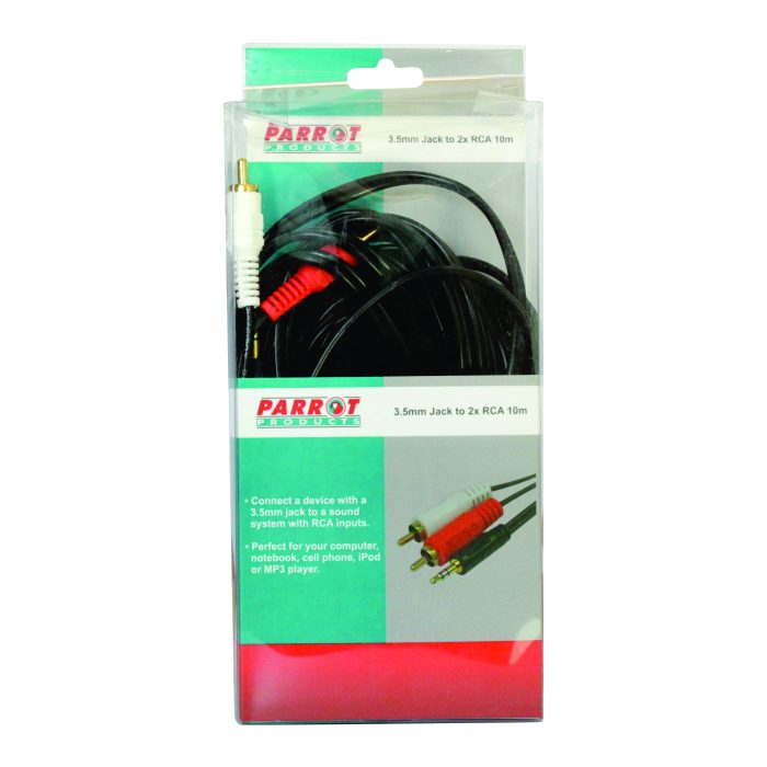 Parrot Products 3.5mm Audio Jack to Two Male RCA cable (10 Meters)