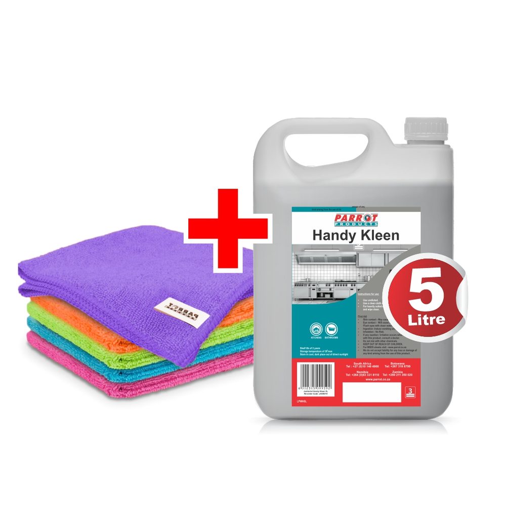 Parrot Products 5l Handy Kleen & Microfibre Cloths