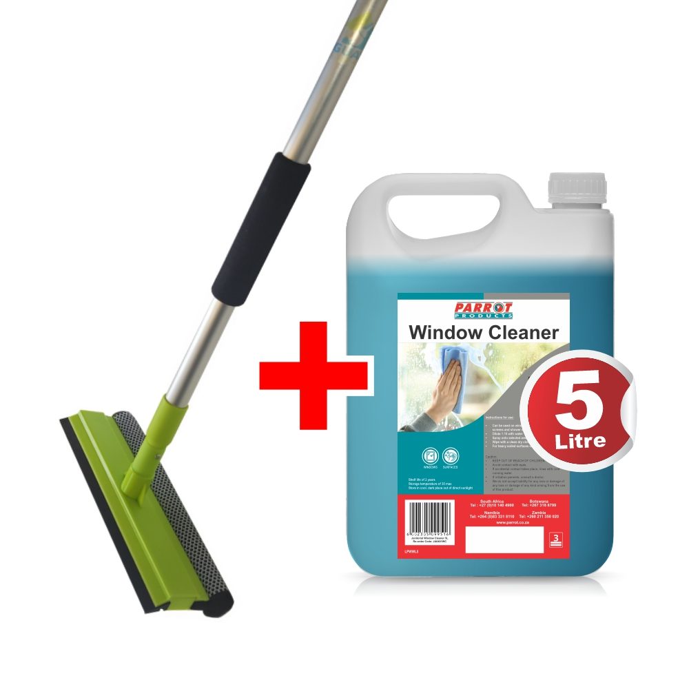 Parrot Products Window Cleaner & Telescopic Window Squeegee