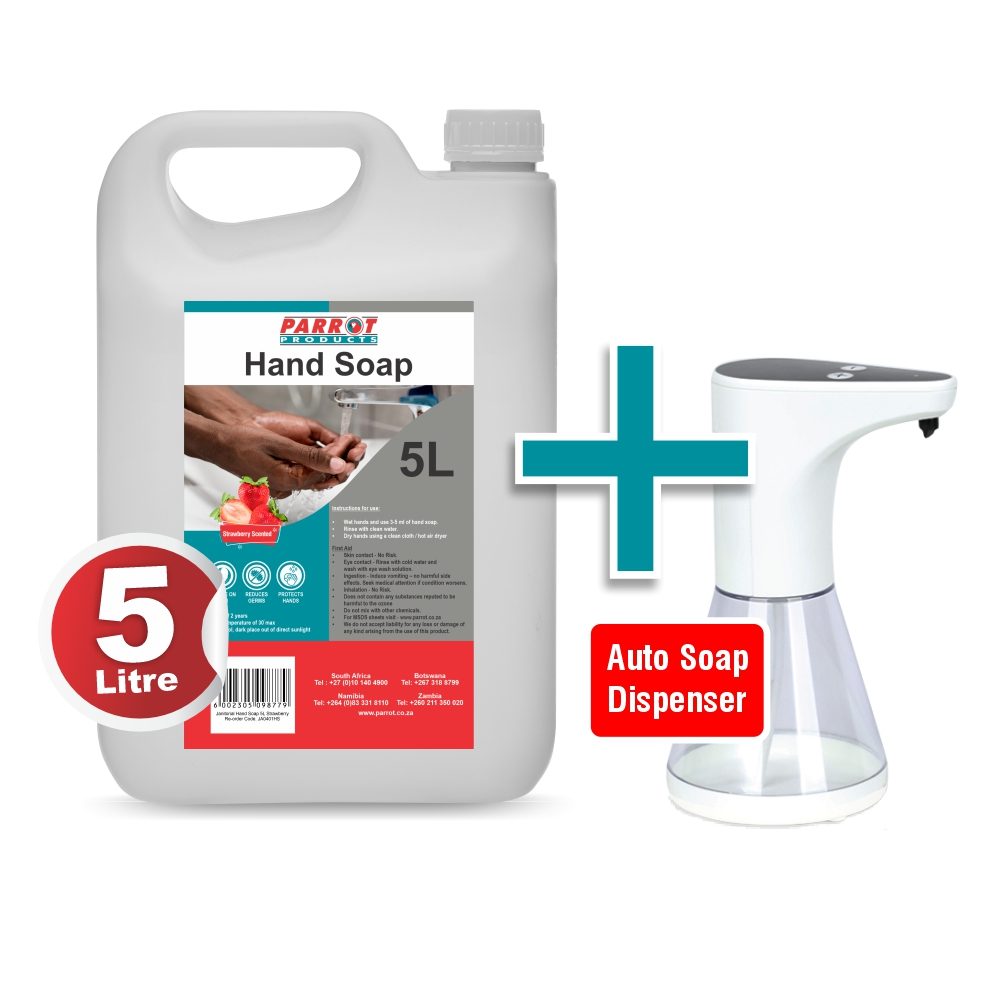 Parrot Products Strawberry Scented Hand Soap + Free Counter Soap Dispenser