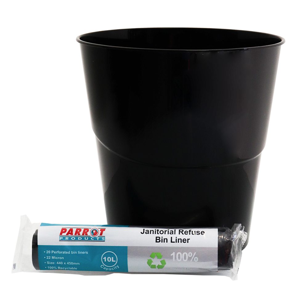 Parrot Products Promo Janitorial Waste Bin 10L + Refuse Bag 22 Micron 10L