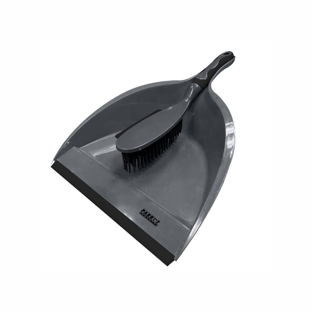 Parrot Products Janitorial Rubber Dustpan and Brush