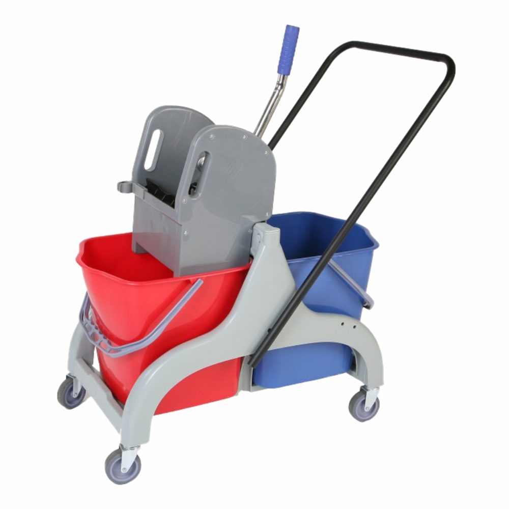 Parrot Products Double Bucket And Wringer Mop Press Trolley 50L Commercial Floor Cleaning System